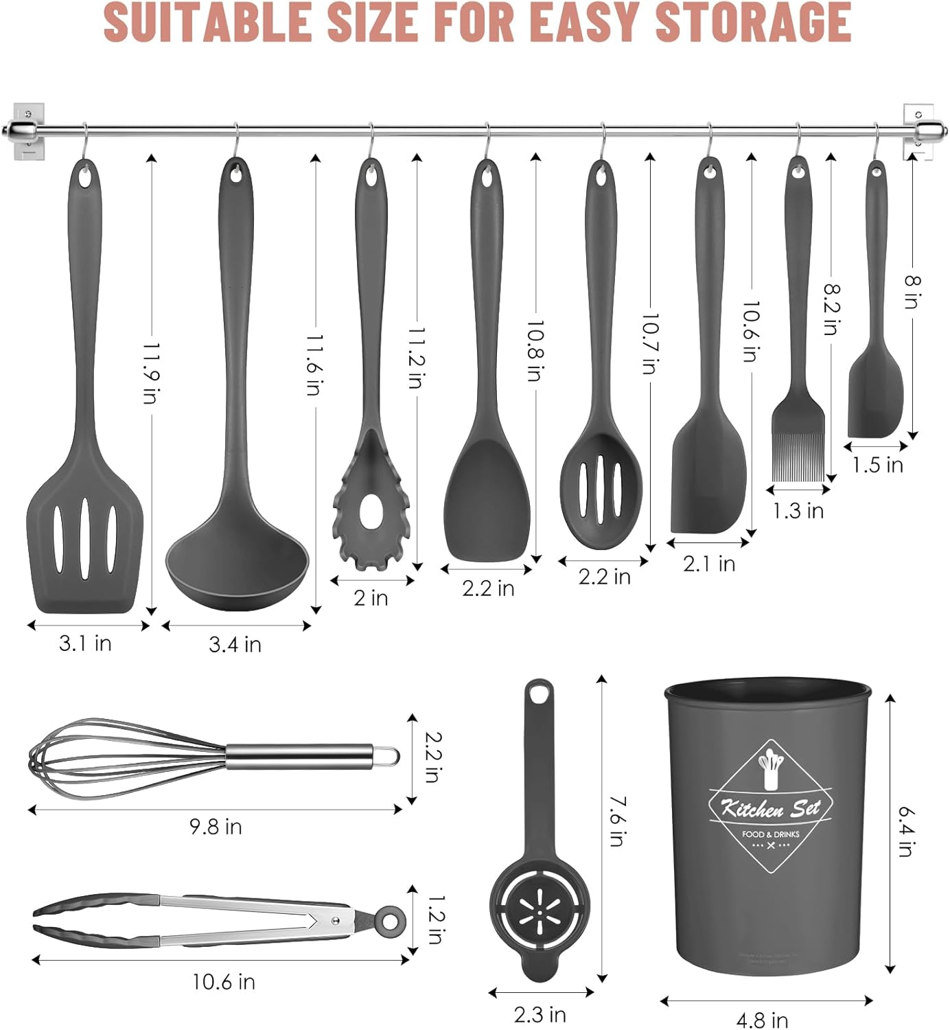 Kitchen Utensils Set-12 Pieces Silicone Cooking Utensils Set (Dishwasher Safe) 392°F Heat Resistant Spatula Set,Kitchen Utensil Set for Nonstick Cookware,Best Kitchen Tools with Holder