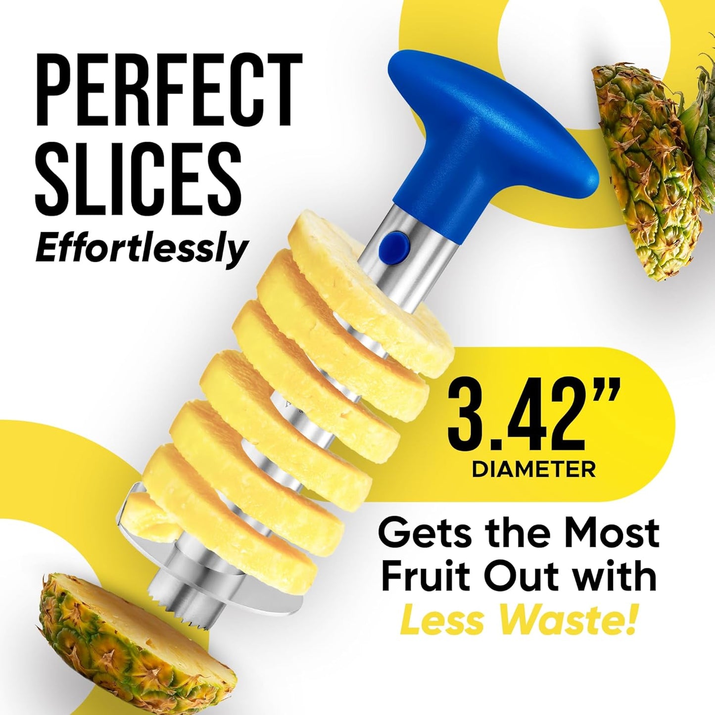 Zulay Kitchen Stainless Steel Pineapple Corer & Slicer – Heavy Duty Pineapple Cutter & Eye Removal Tool – Effortless Core Remover Tool with Sharp Reinforced Blade & Ergonomic Handle - Black