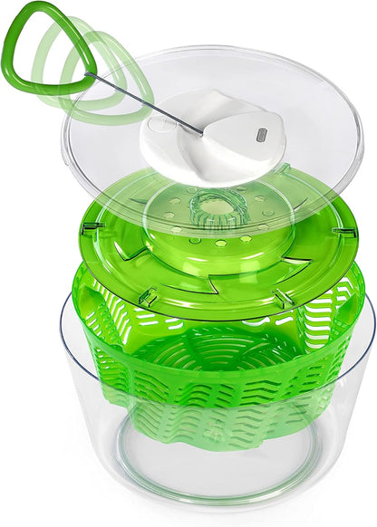 Zyliss Easy Spin 2 Salad Spinner, Large 6L Capacity, White, Unique AquaVent™ Technology, Retractable Cord and Brake System, Non-Slip Base, Easy Cleaning, Plastic