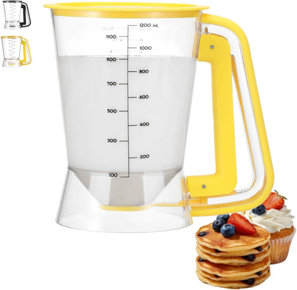 Pancake Batter Dispenser 5-Cup Batter Pourer for Maker Pancakes, Waffles, Crepes, Muffins, Cupcakes, Easy Squeeze Grip Handle with Proof Nozzle, Precise Baking Tools (Black)