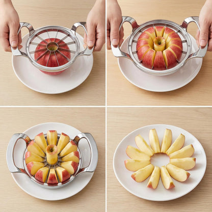 Apple Slicer and Corer, Heavy-Duty Stainless Steel Apple Cutter with 5" Large Opening, Professional 12-Blade Slicer, Dishwasher Safe