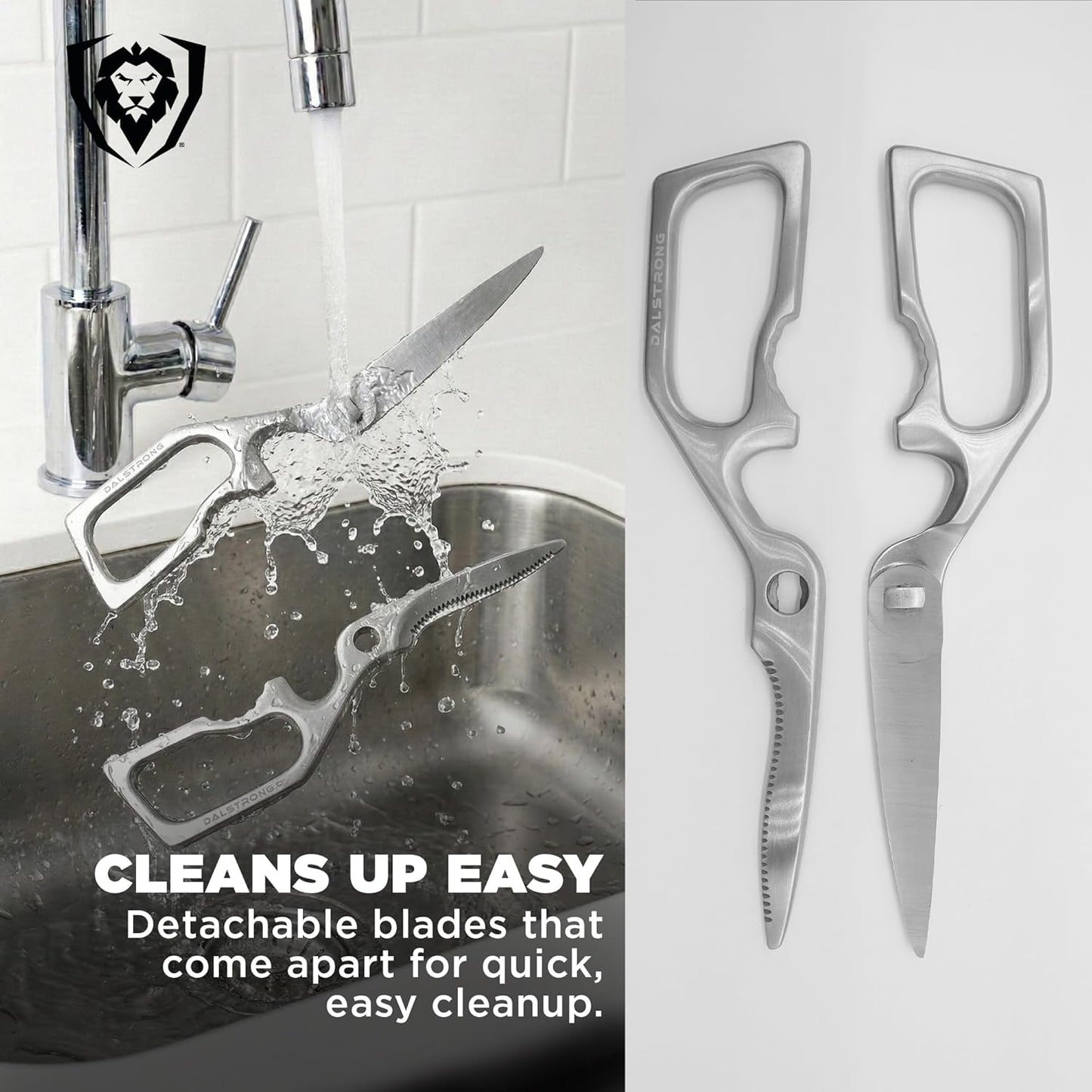 Dalstrong Kitchen Scissors — Japanese Stainless Steel Shears, Ambidextrous, Detachable for Cleaning — For Spatchcocking Chicken, Trimming Herbs, Pizza, Flatbread & Package Opening