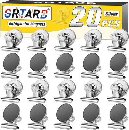 Grtard 12 Pack Magnetic Clips, Fridge Magnets Refrigerator Magnets, Strong Magnetic Clips Heavy Duty, Whiteboard Magnet Clip for Office Home Classroom Organization Kitchen Accessories(Black)