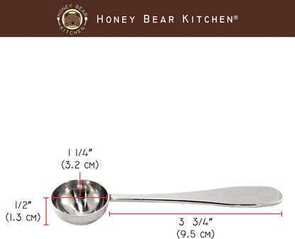 Honey Bear Kitchen 5 ml Teaspoon Measuring Scoop Spoons, Polished Stainless Steel, Set of 2