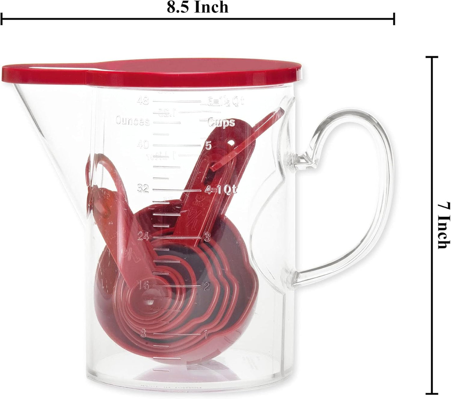 Measuring Cups and Measuring Spoons Set of 10 Pieces, Supreme Housewares Plastic Multi-Purpose Home Essentials Cooking, and Baking Tools BPA Free Dishwasher Safe for Liquid and Dry (Pink)