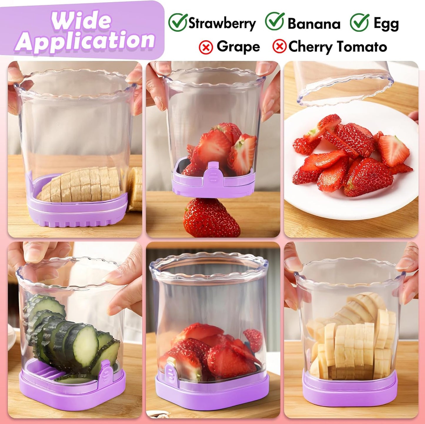 Creative Strawberry & Fruit Slicer - Detachable Cutter with Push Plate (Black)