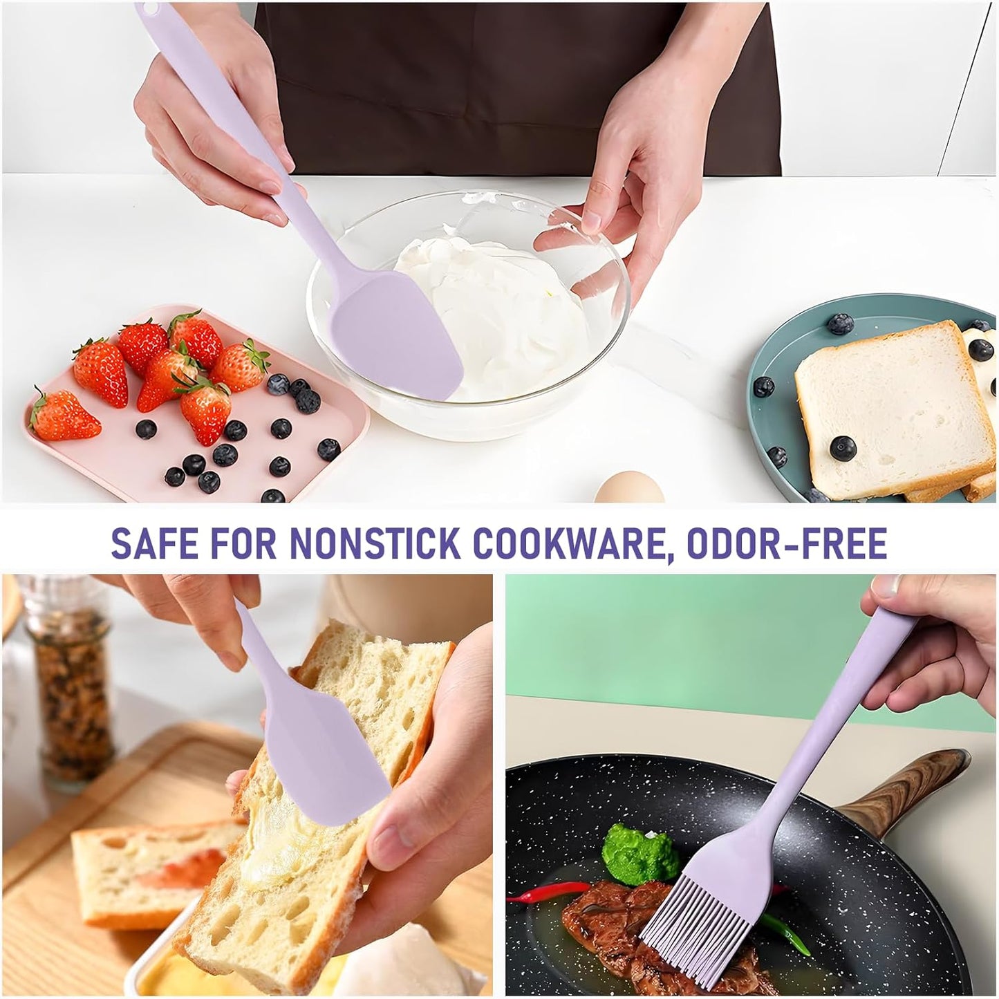 4 Pcs Silicone Jar Spatula, Non-Stick Heat Resistant Cake Cream Spatulas Set, 9.8 inch Cake Cream Butter Spatulas(4 colors）