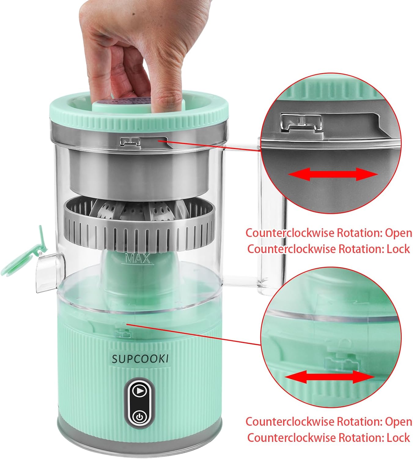 Electric Citrus Juicer, Rechargeable Juicer Machine with USB Cable and Cleaning Brush, Touch Button, Automatic Orange Lime Lemon Grapefruit Squeezer, Easy to Clean Portable Juicer, White