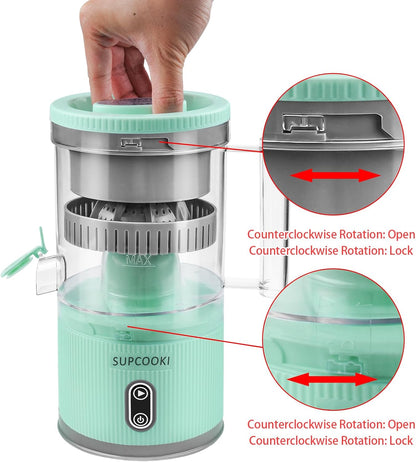 Electric Citrus Juicer, Rechargeable Juicer Machine with USB Cable and Cleaning Brush, Touch Button, Automatic Orange Lime Lemon Grapefruit Squeezer, Easy to Clean Portable Juicer, White