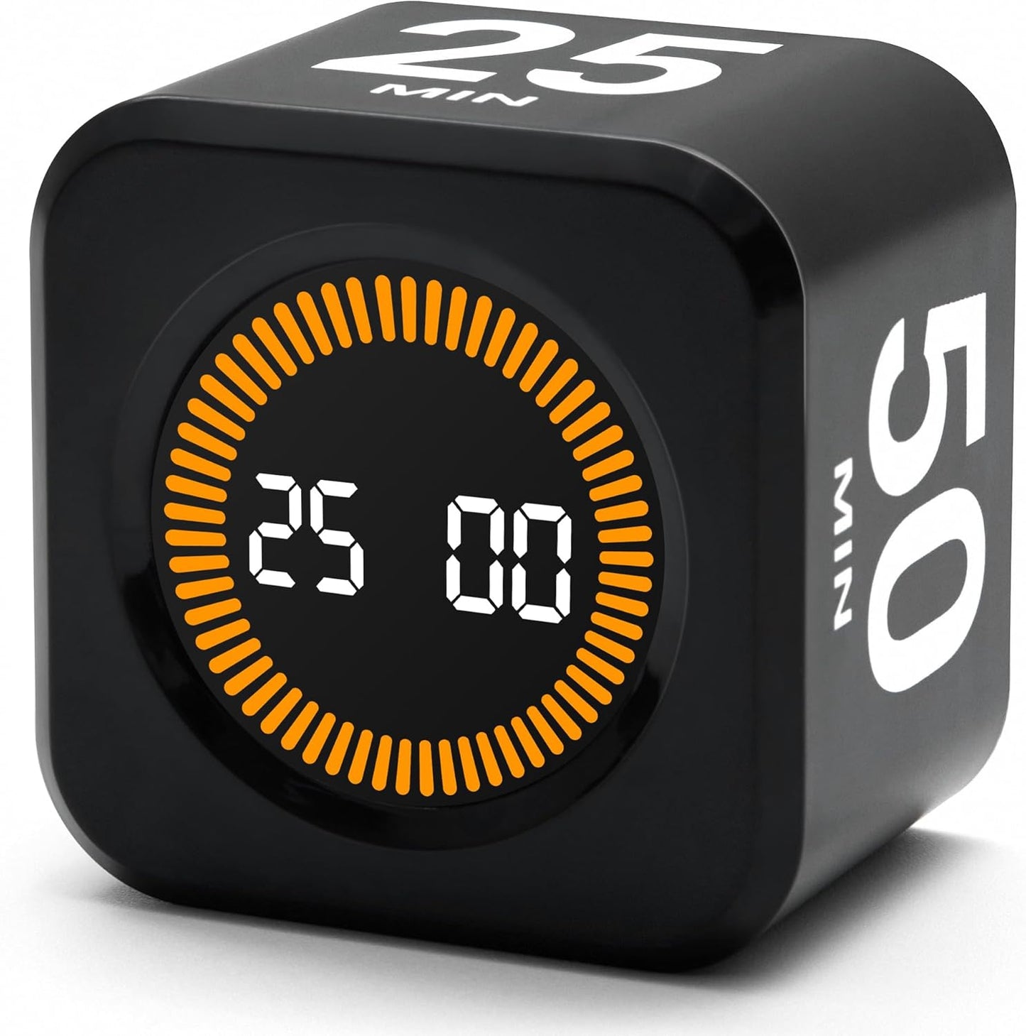 Rotating Productivity Timer 5, 25, 10, 50 Minutes Preset, Desk Cube w/Gravity Sensor for ADHD, Mute Functions, Ideal for Work, Study, Kitchen, Back to School (1, Wood Grain Finish)