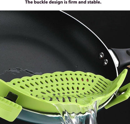 2 Pack Clip-On Silicone Strainer for Ramen Noodles & Pasta - Foldable, Fits All Pots & Pans, Dishwasher Safe, Heat Resistant