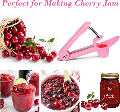 Cherry Pitter Tool, Heavy-Duty Cherry Seed Core Remover, Cherry Pitter Remover Tool with Space-Saving Lock Design, Pit Remover for Cherries (Green)