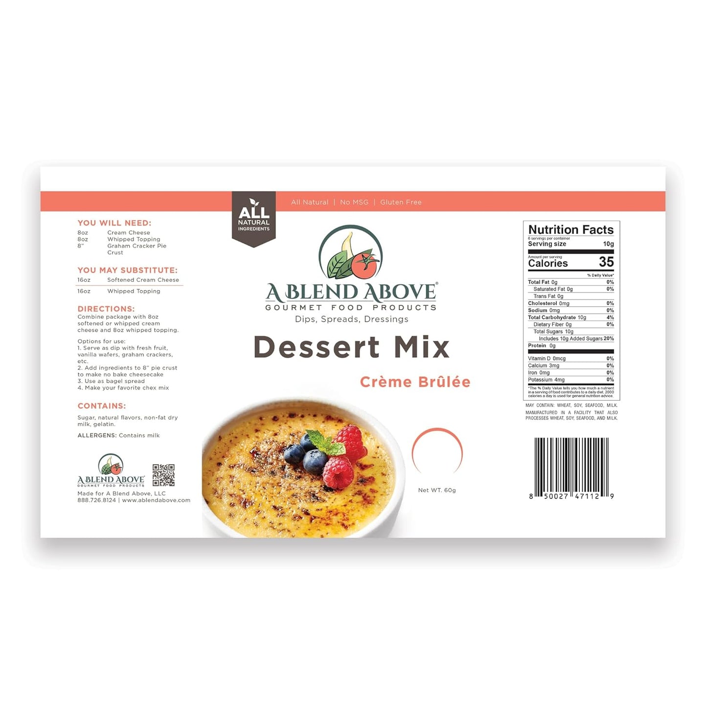 A Blend Above Banana Cream No-Bake Dessert Mix, 3 Pack, No-Bake Cheesecake, Fruit Dip, Dessert Mix, Bagel Topping, Frosting, Cheesecake Filling, Quick and Easy to Make, Makes 16 Ounces, Cream Cheese,
