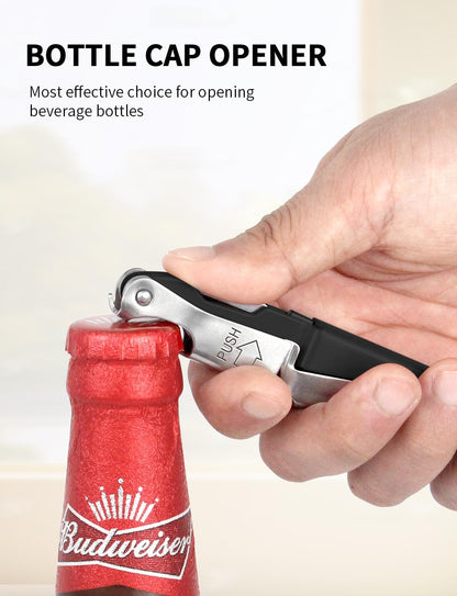 CORKAS Wine Key - Professional Handcrafted Heavy Duty Waiter Corkscrew, Compact Wine Opener with Double Hinged, Foil Cutter and Bottle Opener, Gifts for Servers, Sommelier, Bartenders - Red