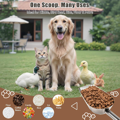 Pet cat-dog food-scoop measuring 1-cup - Food-grade 304 stainless steel material | 1-Cup capacity | Precision scale measurements