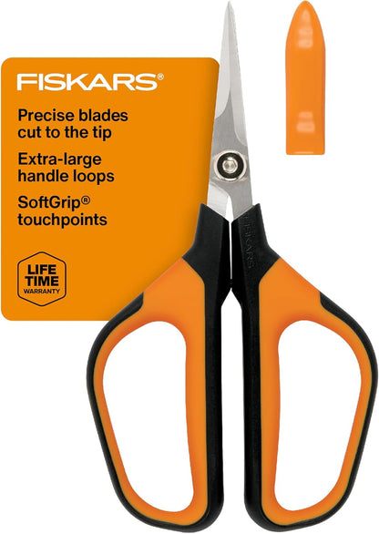 Fiskars 6" Pruning Scissors for Flowers, Buds, Weeds and Small Plants, Garden Snips with Resin Resistant Nonstick Stainless Steel Blades, Gardening Trimmers with Comfortable Handle