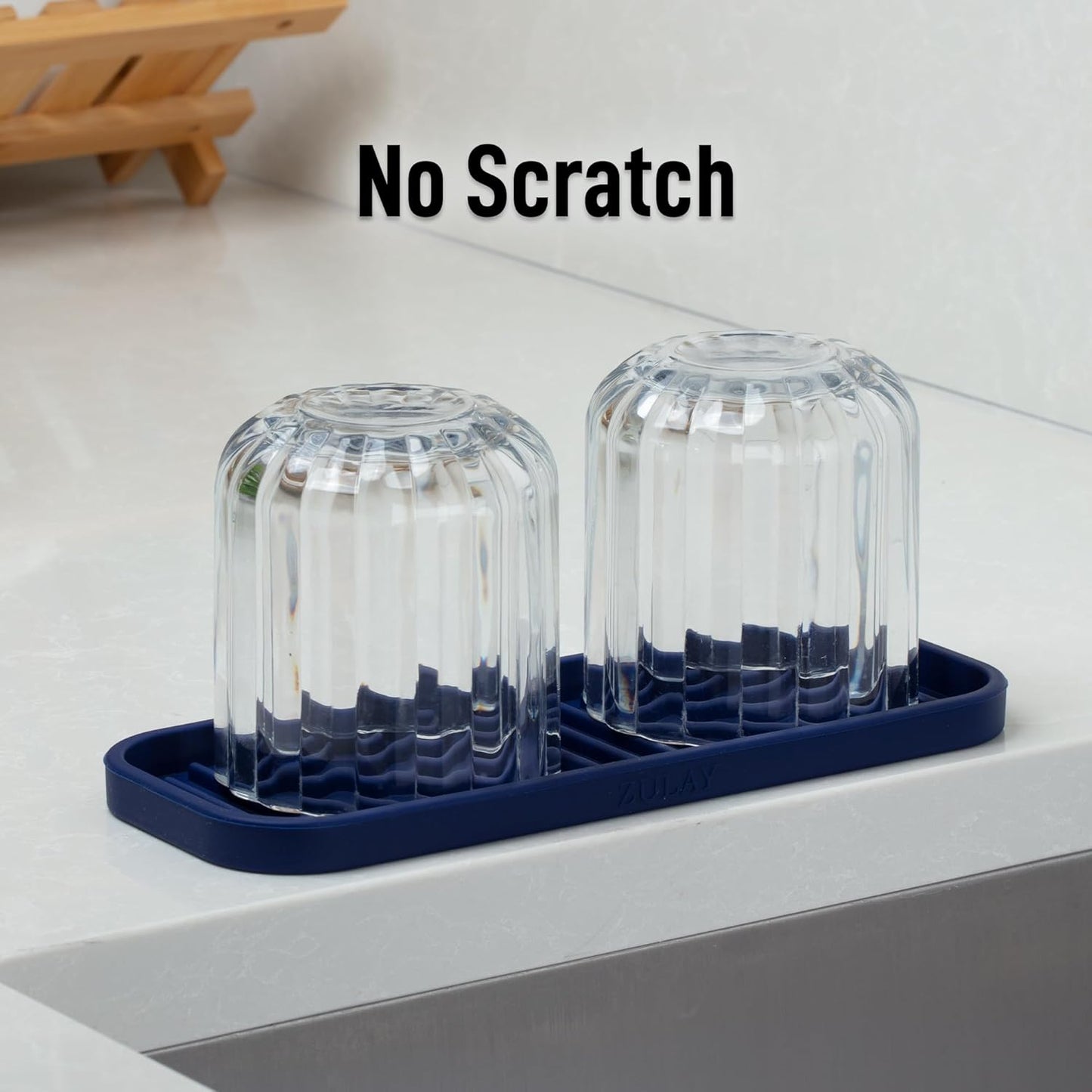 Zulay Kitchen (9x3.5in Sponge Holder for Kitchen Sink - Flexible Heavy-duty Multipurpose Sink Caddy - Counter Organizer for Kitchen, Bathroom, Makeup, Trinkets & More! (Grey)