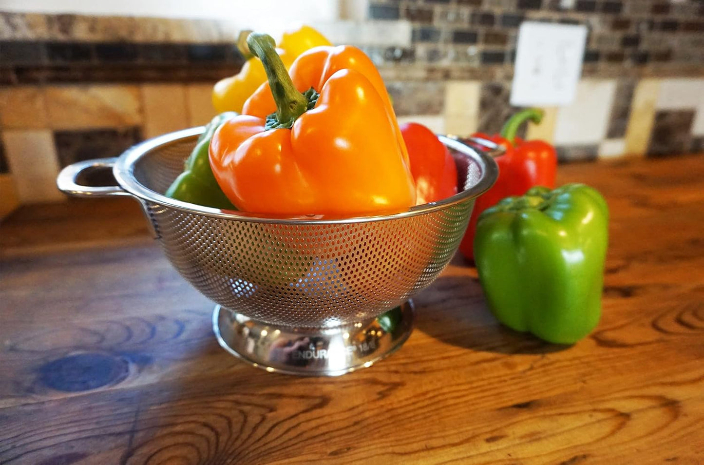 RSVP International Endurance Kitchen Collection Colander Strainer, Mini, Pierced Stainless Steel