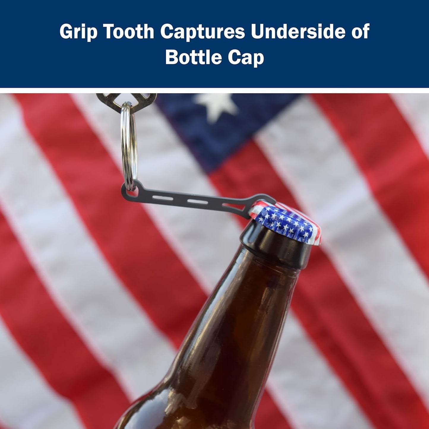 Gear Infusion Brew Soldier Bottle Opener - Thin Titanium Bottle Opener with Key Ring - Made in the USA (Sandblasted)