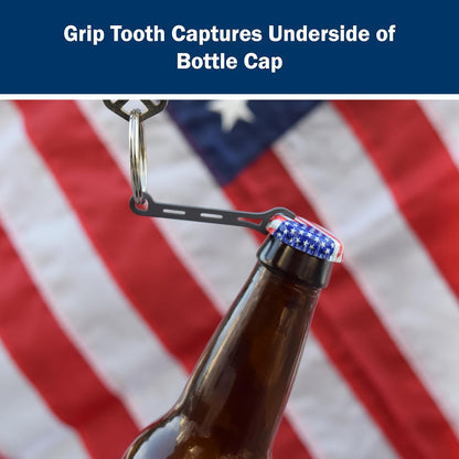 Gear Infusion Brew Soldier Bottle Opener - Thin Titanium Bottle Opener with Key Ring - Made in the USA (Sandblasted)