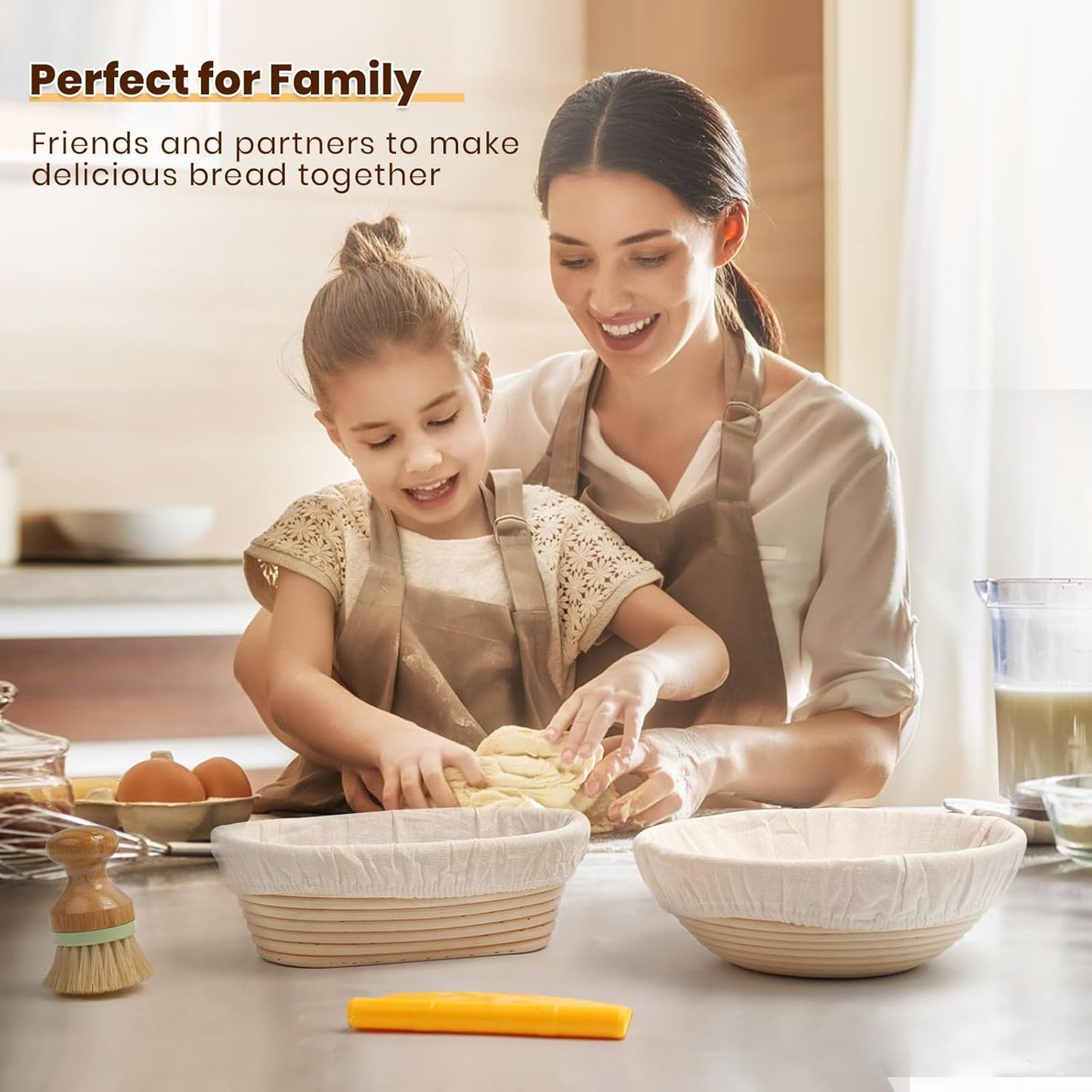 CODOGOY Banneton Bread Proofing Basket Set, Sourdough Bread Baking Supplies with 9" Round & 10" oval Handmade Natural Rattan Proofing Basket and Complete Bread Making Tools