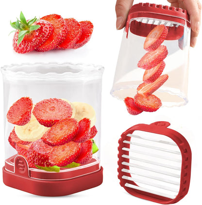 Creative Strawberry & Fruit Slicer - Detachable Cutter with Push Plate (Black)