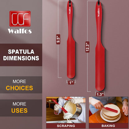 Walfos Silicone Spatula Set of 5 - (600°F) High Heat Resistant Kitchen Scraper Spatulas, One-Pieces Seamless Design, Perfect for Cooking Mixing & Baking - BPA Free and Dishwasher Safe,black