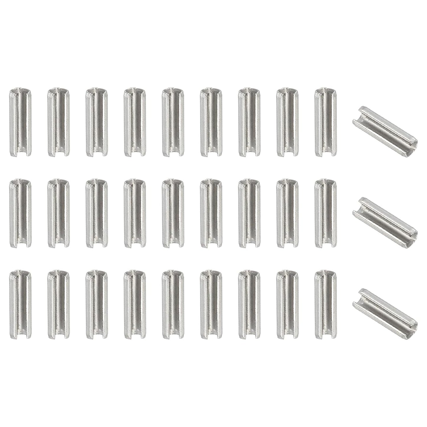PATIKIL Slotted Spring Pin, 50 Pcs 1/8" x 3/4" (3.2mm x 20mm) 304 Stainless Steel Split Roll Pins Spring Dowel for Home Improvement Automotive Machine Repair, Silver - Colors B