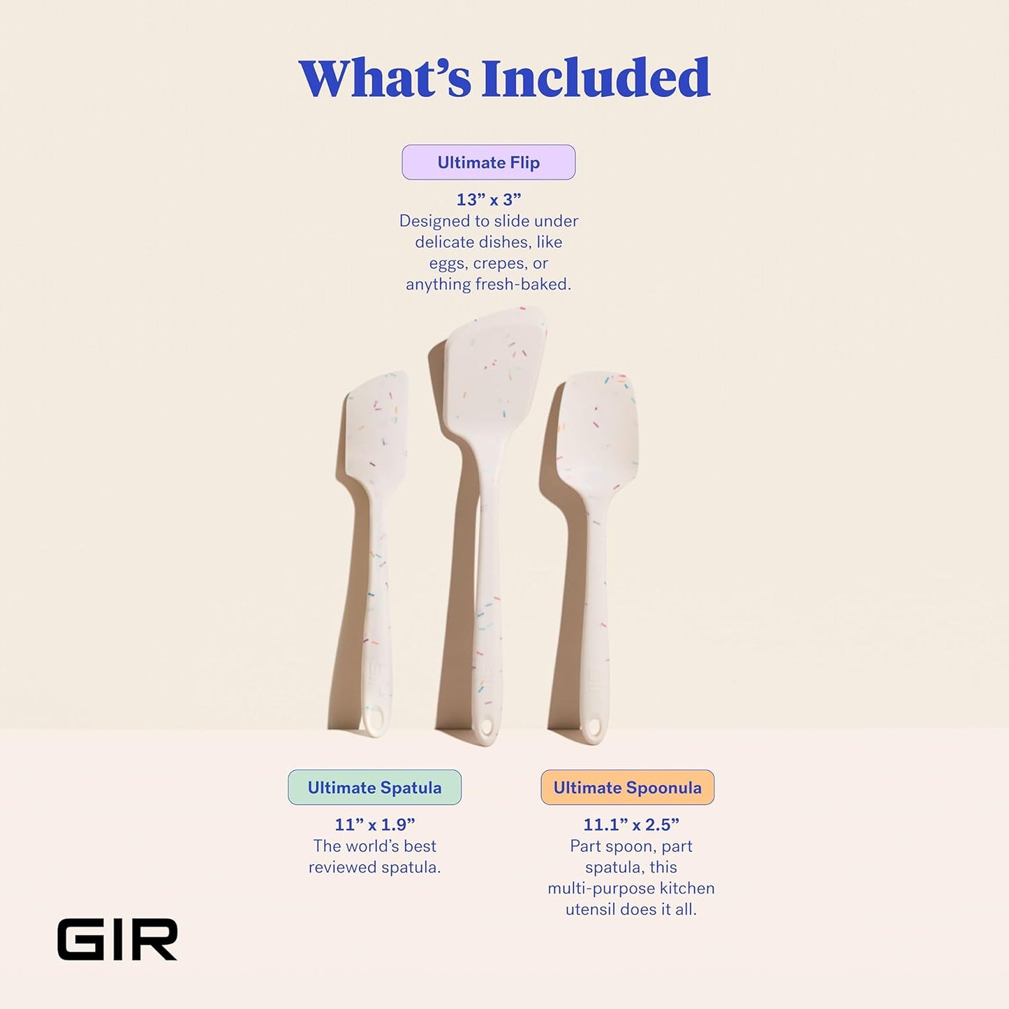 GIR: Get It Right 5-Piece Silicone Ultimate Kitchen Utensils Set - Ladle, Spatula, Flip, Spoon & Spoonula - Non-Toxic Cooking Utensils for Nonstick Cookware, Cooking and Baking - Black