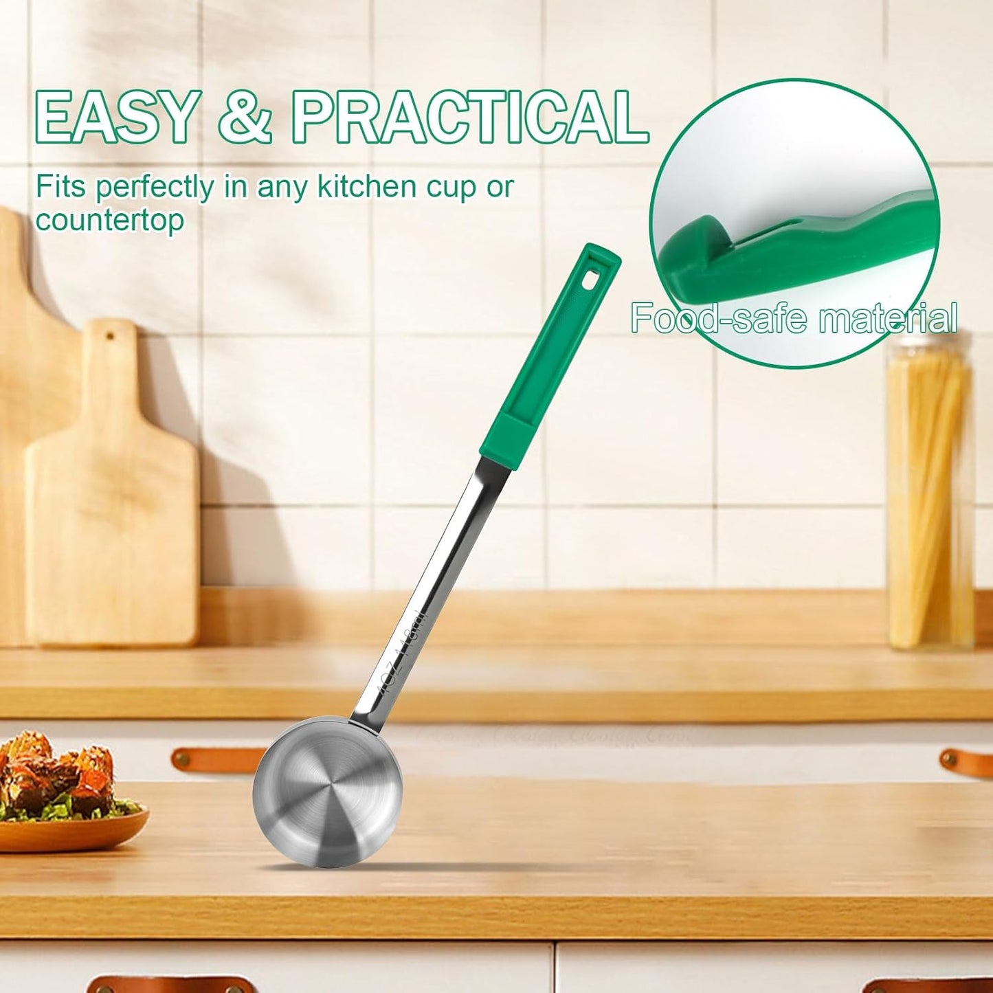 1 Ounce Solid Stainless Steel Portion Control Ladle Spoon - 2Pcs Pizza Sauce Serving Spoons Portion Ladle for Sauces, Perfect for Weight Watchers, Buffets, Parties