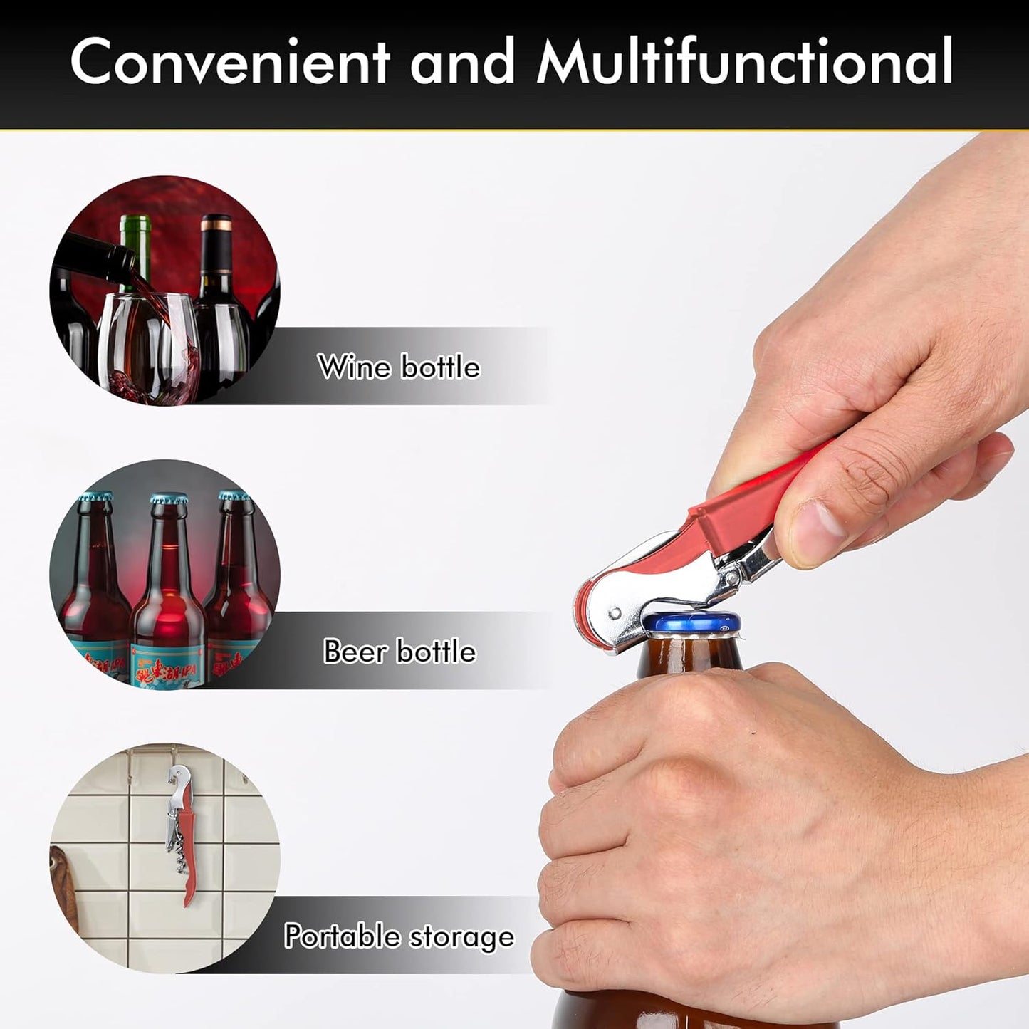 Kit-Home Professional Waiter Corkscrew Wine Openers Set (4 PCS),Upgraded with Heavy Duty Stainless Steel Hinges Wine Key for Restaurant Waiters, Sommelier, Bartenders