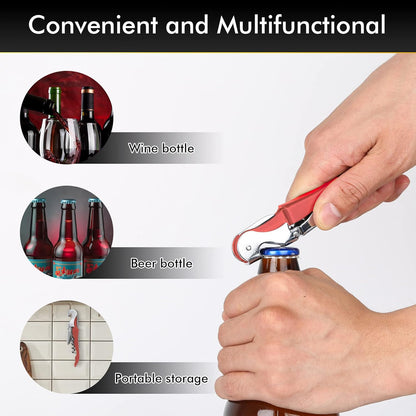 Kit-Home Professional Waiter Corkscrew Wine Openers Set (4 PCS),Upgraded with Heavy Duty Stainless Steel Hinges Wine Key for Restaurant Waiters, Sommelier, Bartenders