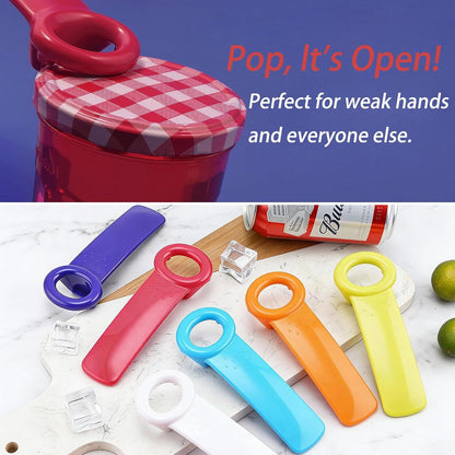 6 Pcs Jar Key Opener for Weak Hands, Elderly & Children - Plastic Jar Lid Opener with Easy Grip Hand Held 5.5" Colorful Design