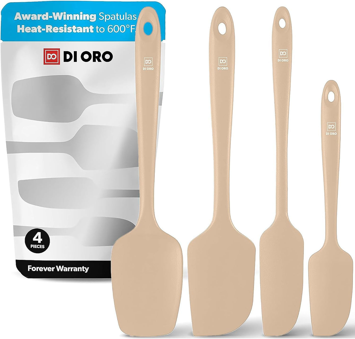 DI ORO Silicone Spatula Set - Rubber Kitchen Spatulas for Baking, Cooking, & Mixing - 600°F Heat-Resistant & BPA Free Silicone Scraper Spatulas for Nonstick Cookware - Dishwasher Safe (4pc, Black)