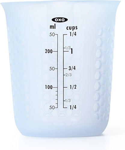 OXO Good Grips 4-Cup Squeeze & Pour Silicone Measuring Cup with Stay-Cool Pattern