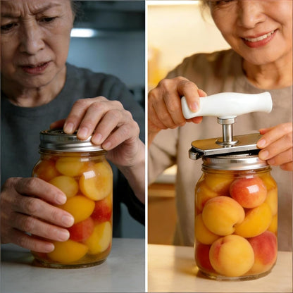 Adjustable Stainless Steel Jar Opener for Seniors, Heavy Duty Jar Lid Opener, Manual Gripper for Weak Hands, Multi-Size Lid & Bottle Opener