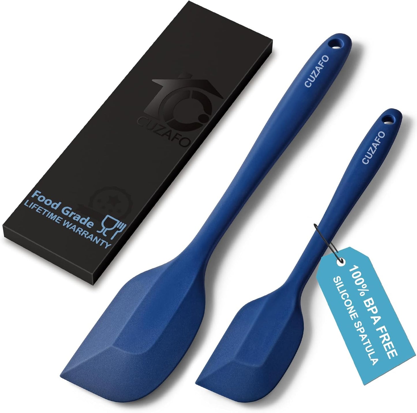 BPA Free Heat Resistant 600℉ Silicone Spatula, Turner Mixing Spatulas set Dishwasher Safe for Nonstick Cookware, Classic Blue