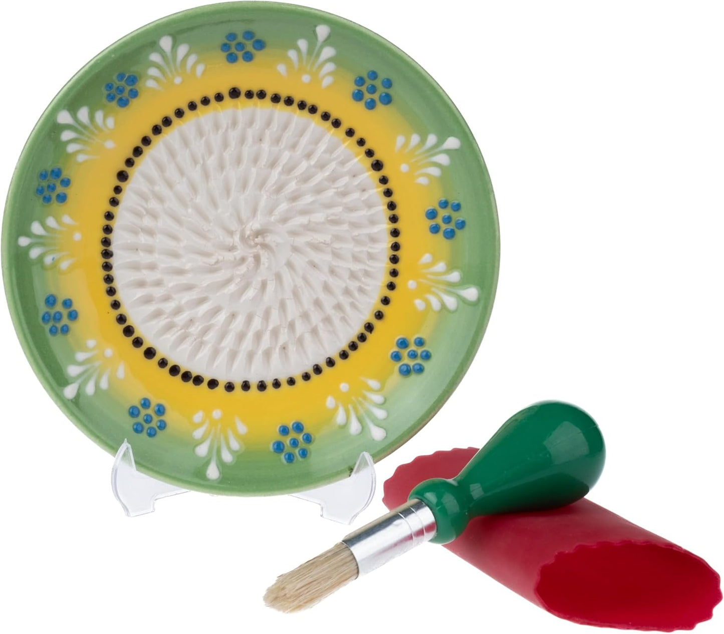 Handmade Ceramic Garlic Grater - 4 Pcs Garlic Press - Natural Ginger & Cheese Grinder - Decorative Mincer - Honey Yellow