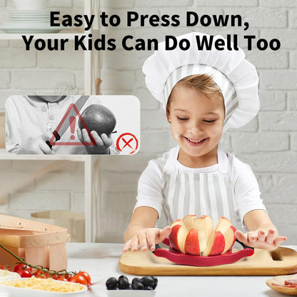 Newness Apple Cutter Slicer, 12-Slice Durable Heavy Duty Corer, Greatly Quicken Slicing Divider, Wedger, Fruits & Vegetables Slicer for Apple, Pear and More, Black