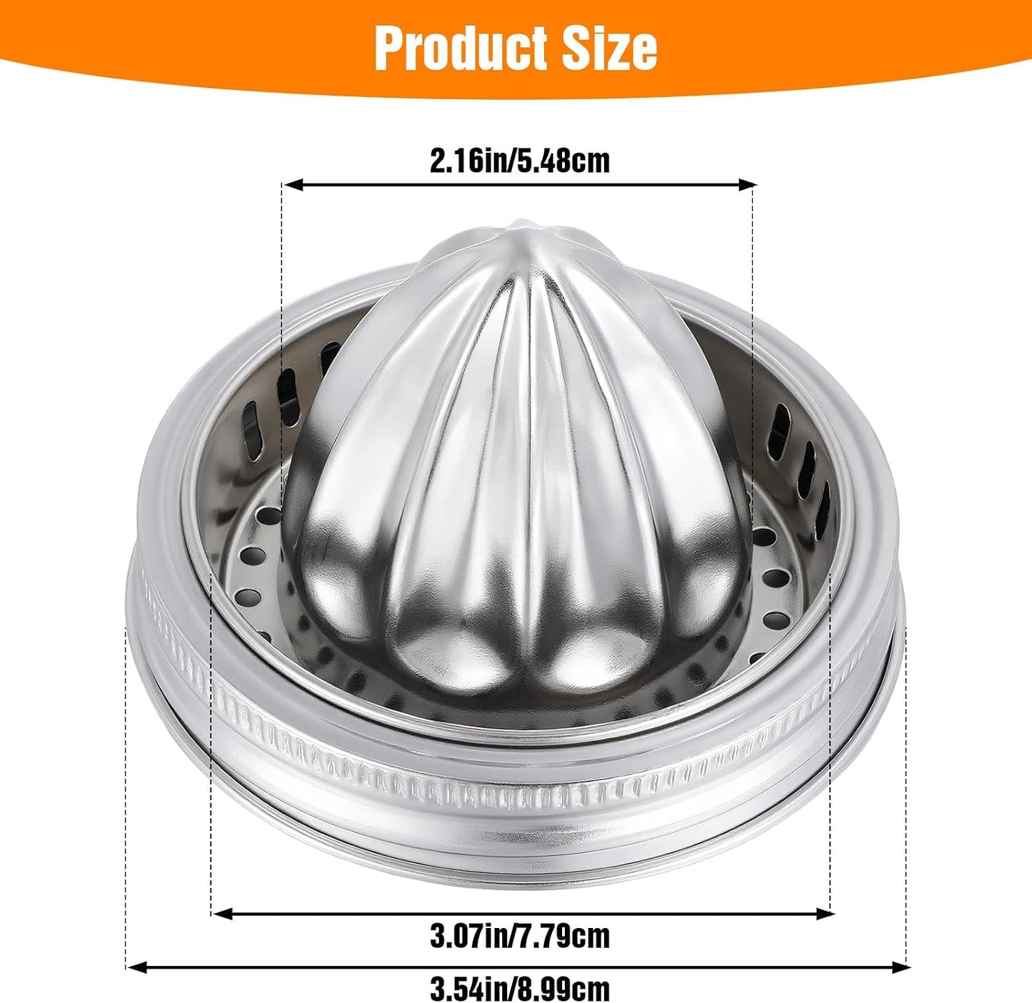 4 Pcs Mason Jar Juicer Lid 304 Stainless Steel Citrus Reamer Manual Citrus Squeezerr Juicers lids for Wide Mouth Accessories Supplies,Orange Grapefruit Lemon Juicer Hand Squeezer Top drinking lids