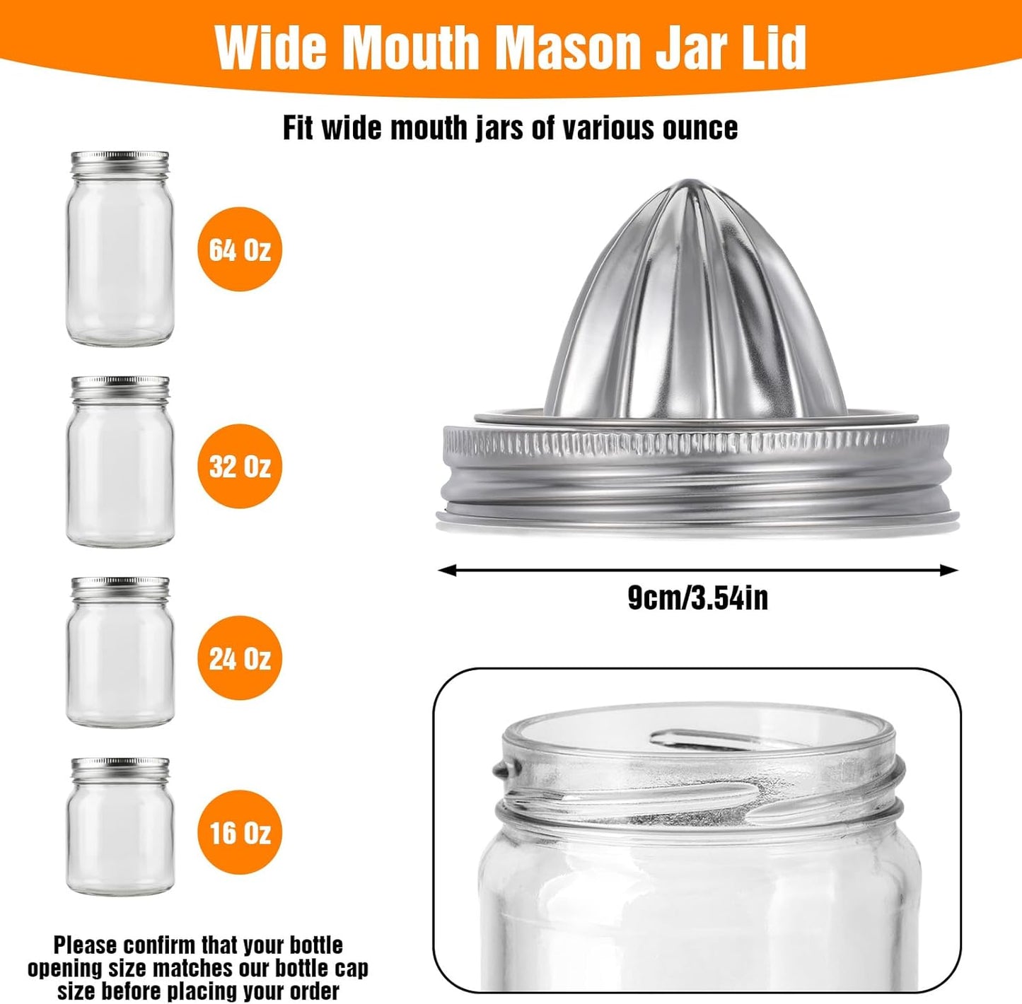 4 Pcs Mason Jar Juicer Lid 304 Stainless Steel Citrus Reamer Manual Citrus Squeezerr Juicers lids for Wide Mouth Accessories Supplies,Orange Grapefruit Lemon Juicer Hand Squeezer Top drinking lids