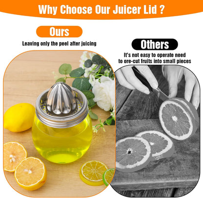4 Pcs Mason Jar Juicer Lid 304 Stainless Steel Citrus Reamer Manual Citrus Squeezerr Juicers lids for Wide Mouth Accessories Supplies,Orange Grapefruit Lemon Juicer Hand Squeezer Top drinking lids