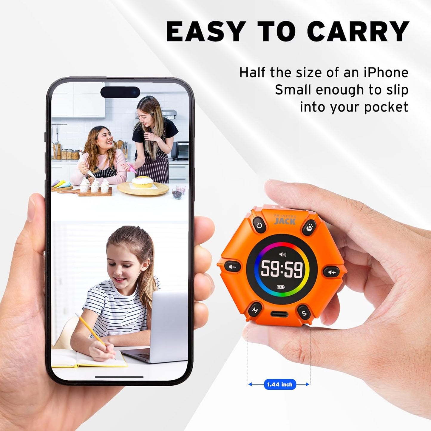 Pomodoro Timer, Magnetic Visual Timer with Flip Countdown, Silent & Alarm, Tools for Anyone, Cube Digital Timer for for Work, Kitchen Cooking, Study, 3/5/10/25/30/60min & Custom Countdown - Turquoise