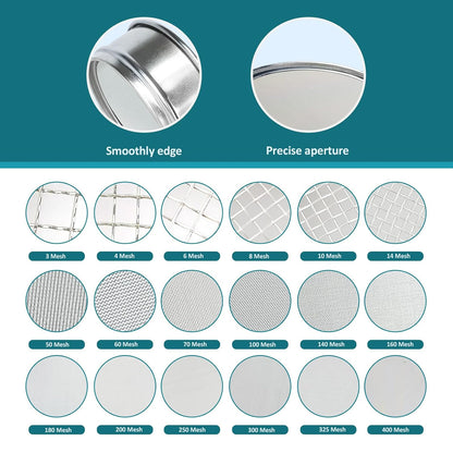 304 Stainless Steel Mesh Lab Sieve, 325 Mesh (0.045mm) Aperture Test Sieve, 4inch(10cm) Economy Standard Analysis Sample Test Sieves for Industrial Laboratory Homes - Colors B