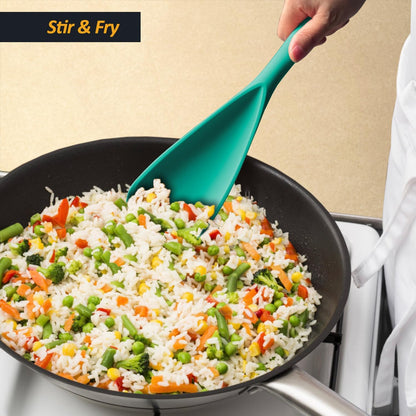 Silicone Spatula Spoon, Great for Both Cooking and Serving Durable BPA-Free Matte Black Silicone, Seamless Design, Safe for Nonstick Cooking Surfaces, 2-Pcs, Gray