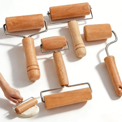 AVLA 4 Pack Wood Pastry Pizza Roller, Non Stick Wooden Rolling Pin for Home, Professional Dough Roller Tool Set for Baking, Cooking, Multifunction Craft Clay Roller, Easy to Handle