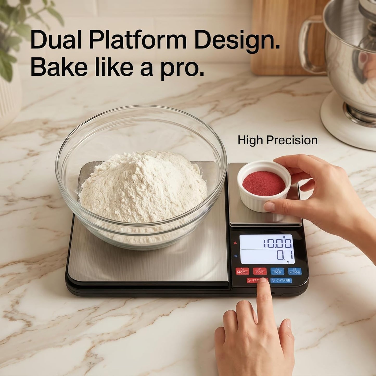 Partyreal Digital Kitchen Scale Capacity, Stainless Steel Food Scale with oz/g Units | Replaceable Battery Power | Ideal for Meal Prep, Cooking, Baking