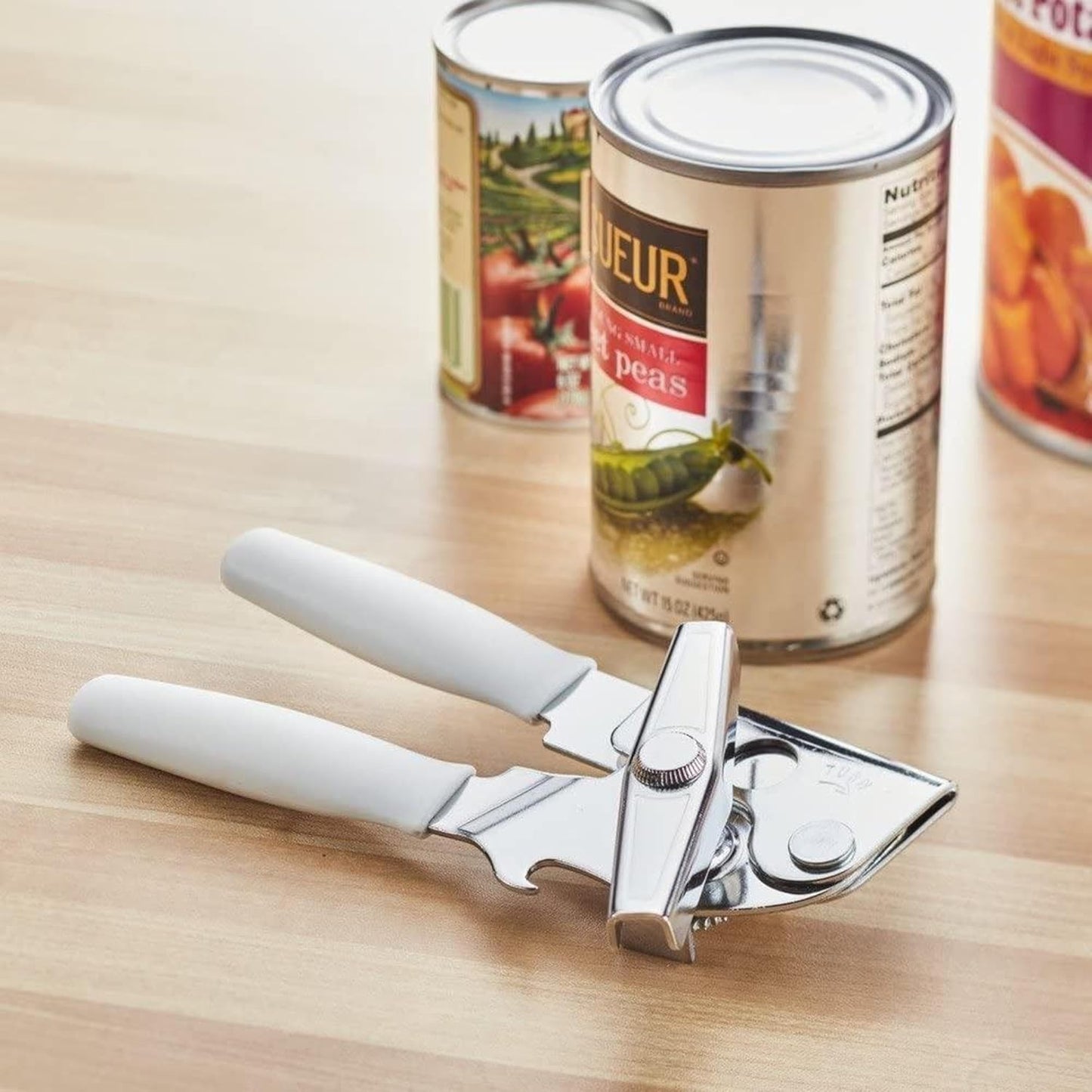 Swing-A-Way Portable Can Opener with Sharp Blade, Manual Hand Held, 2-in-1 Can and Bottle Opener, Made of Steel, Easy Turn Knob, Basic Kitchen Essentials (Red)