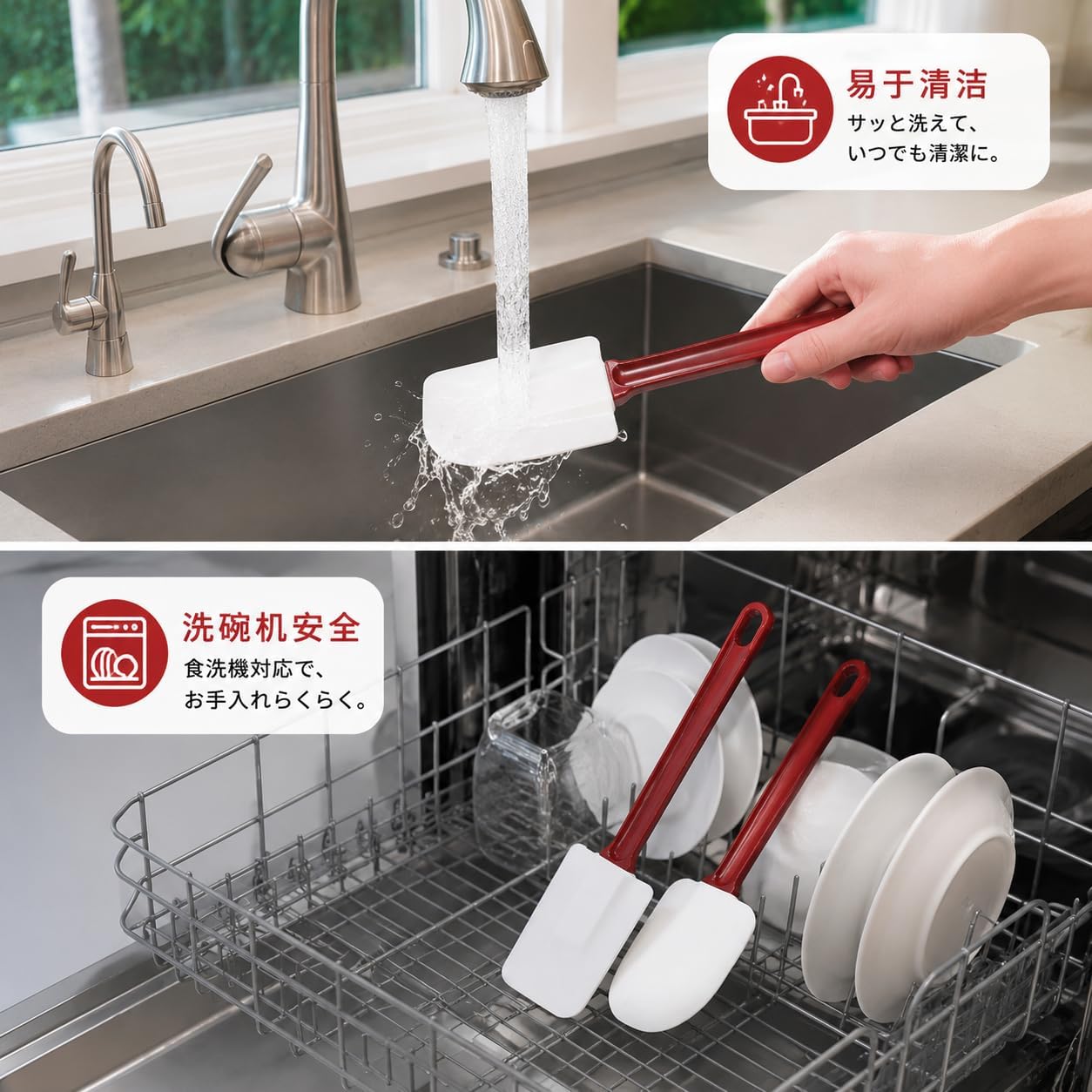 16.5 INCH Silicone Spatulas Heat Resistant Heavy Duty Rubber Spatulas Commercial Spatulas Set for Kitchen Use Silicone Cooking Utensils Sets of 2