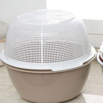 2 in 1 Kitchen Strainer Colander Bowls Set, Thickened Plastic Detachable Double Layer Drainage Basket Fruit Colander Draining Bowl Vegetable Washing Basket for Cleaning Washing(12 x 27cm